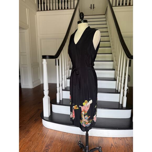 Vintage 90s Asian Japanese Black Dress Chic Minimal Wedding Guest Alt Punk Artsy - Picture 4 of 9